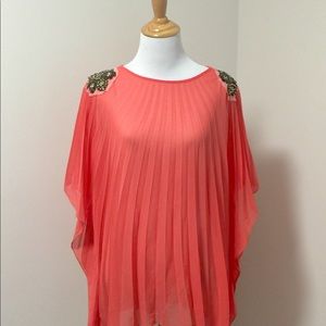Coral Sheer Poncho Top